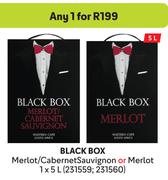 Black Box Merlot/Cabernet Sauvignon Or Merlot-5Ltr Each