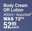Vaseline Body Cream Or Lotion Assorted-400ml Each
