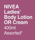 Nivea Ladies Body Lotion Or Cream Assorted-For 2 x 400ml