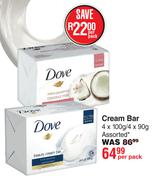 Dove Cream Bar Assorted-4 x 100g/4 x 90g Per Pack