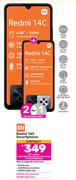 2 x Mi Redmi 14C Smartphone-On 1.3GB Red Top Up Core More Data + Promo 1GB Data