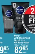 Nivea Men Deep Anti Blackhead Scrub 75ml Or Face Wash 100ml Assorted-Each