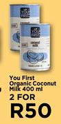 You First Organic Coconut Milk-For 2 x 400ml