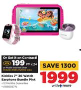 Kiddies 7" 3G Watch Earphone Bundle Pink-Each