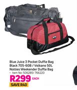 Blue Juice 3 Pocket Duffle Bag Black 705-60B/Volkano 50L Notties Weekender Duffle Bag-Each