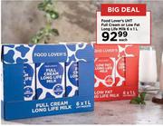 Food Lover's UHT Full Cream Or Low Fat Long Life Milk-6 x 1L Each