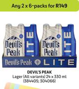 Devil's Peak Lager (All Variants) 24 x 330ml-For Any 2x6 Packs