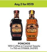Ponchos 1910 Coffee Or Caramel Teqila-For Any 2 x 750ml
