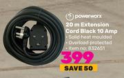 Powerworx 20m Extension Cord Black 10 Amp