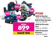 Ryobi 1200W Router Or 800W Belt Sander Or 1500W Circular Saw Or 1200W Sander Polisher-Each