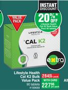 Lifestyle Health Cal K2 Bulk Value pack 90 Tablets-Per Pack