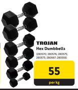 Trojan Hex Dumbbells-Per Kg
