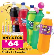 Sparletta Or Twist Soft Drinks Assorted-For Any 4 x 2L