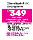 2 x Xiaomi Redmi 14C Smartphone-On 1.4GB Red Core Top Up & Promo 1GB Data