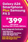 2 x Samsung Galaxy A26 Smartphone Plus Samsung Fit 3-On Red Flexi 160 + Promo 1GB Data