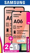 2 x Samsung Galaxy A06 Smartphone-On Red Flexi 160 + Promo 1GB Data