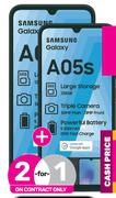 2 x Samsung Galaxy A05a 128GB Smartphone-Red Flexi 160 & Promo 1GB Data