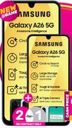 2 x Samsung Galaxy A26 Smartphone Plus Samsung Fit 3-On Red Flexi 160 + Promo 1GB Data