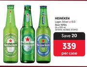 Heineken Lager, Silver Or 0.0 Beer NRBs-24 x 330ml Per Case