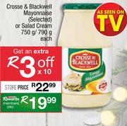 Crosse & Blackwell Mayonnsise Or Salad Cream 750g/790g-Each