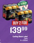 Carling Black Label Cans 6 x 500ml-For 2 Packs