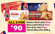 Bakers Red Label Plus Blue Label Marie Plus Eet-Sum-Mor Plus Tennis Biscuits 200g-For All 4
