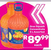 Oros Squash Concentrate Assorted-5Ltr Each