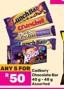 Cadbury Chocolate Bar Assorted-For Any 5 x 40g-48g