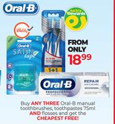 Oral-B Manual Toothbrushes, Toothpastes 75ml & Flosses