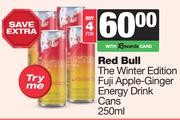 Red Bull The Winter Edition Fuji Apple Ginger Energy Drink Cans-For 4 x 250ml