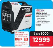 Gentech 3.5KVA Digital Inverter Generator GP35OOISE 460996-Each
