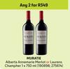 Alberta Annemarie Merlot Or Laurens Champher-For Any 2 x 750ml