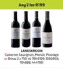 Landskroon Cabernet Sauvignon, Merlot, Pinotage Or Shiraz-For Any 2 x 750ml