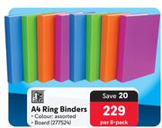 Files A4 Ring Binders 277524-Per 8-Pack