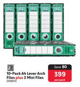 Files 10-Pack A4 Lever Arch Files Plus 2 Mini Files 258810-Per Pack