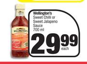Wellington's Sweet Chilli Or Sweet Jalapeno Sauce-700ml Each