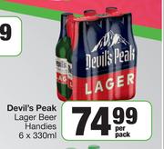 Devil's Peak Lager Beer Handies-6 x 330ml Per Pack