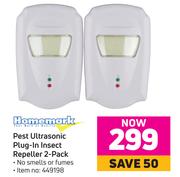 Ultrasonic Pest Plug-In Insect Repelent - 2 Pack, Homemark