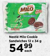 Nestle Milo Cookie Sandwiches-12 x 34g Each