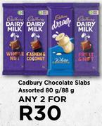 Cadbury Chocolate Slabs Assorted-For Any 2 x 80g/88g