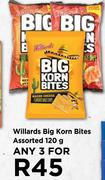 Willards Big Korn Bites Assorted-For Any 3 x 120g