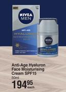 Nivea Anti-Age Hyaluron Face Moisturising Cream SPF15 -50ml Each