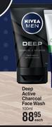 Nivea Deep Active Charcoal Face Wash-100ml Each