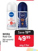 Nivea Roll On (All Variants)-For Any 2 x 50ml