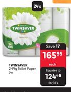 Twinsaver 2 Ply Toilet Paper-24's Each
