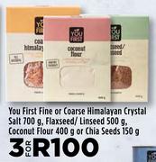 You First Fine Or Coarse Himalayan Crystal Salt 700g, Flaxseed/Linseed 500g-For 3