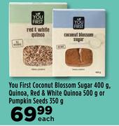 You First Coconut Blossom Sugar 400g, Quinoa, Red & White Quinoa 500g Or Pumpkin Seeds 350g-Each