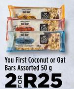 You First Coconut Or Oat Bars Assorted-For 2 x 50g