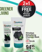 Himalaya Detoxifying Charcoal Mask 75ml Or Scrub 150ml-Each