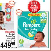 Pampers Mega Box Active Baby Dry Nappies Sizes 2-5-Per Box